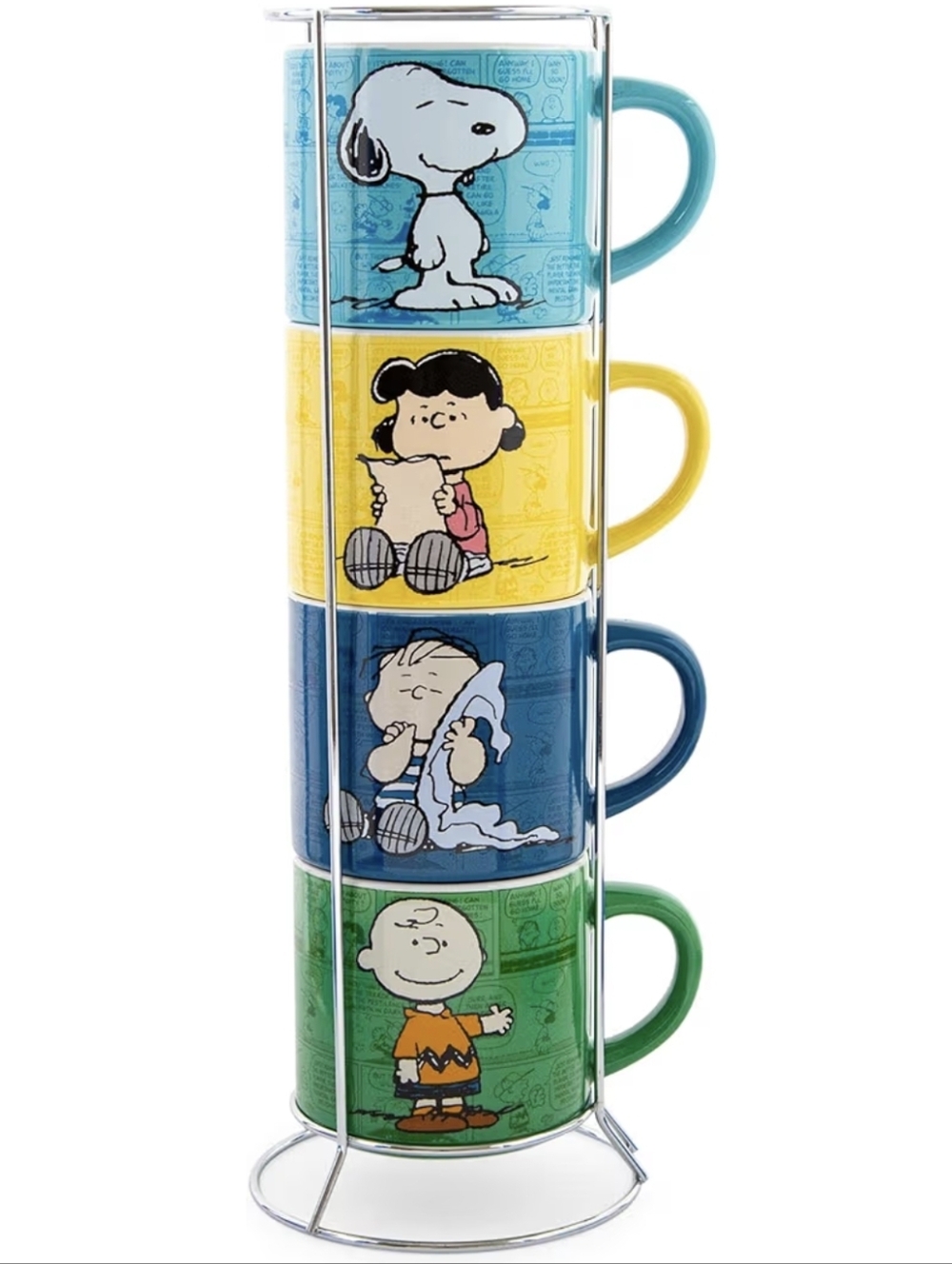 NWT Peanuts Stackable Character Mugs - Snoopy, Lucy, Linus, Charlie Brown